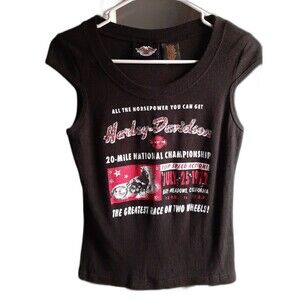 Y2K Vintge Harley Davidson embellished top